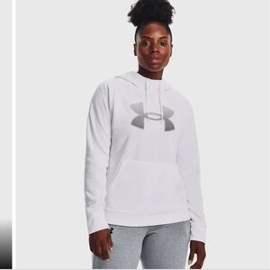 Under Armour NWT womens white silver logo hoodie Size M